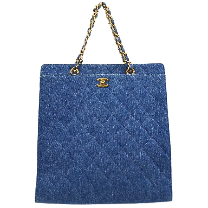 Chanel Holiday Edition Bag -CHANEL 1997-1999 Chain Hand Tote Bag Indigo Denim AK25810j