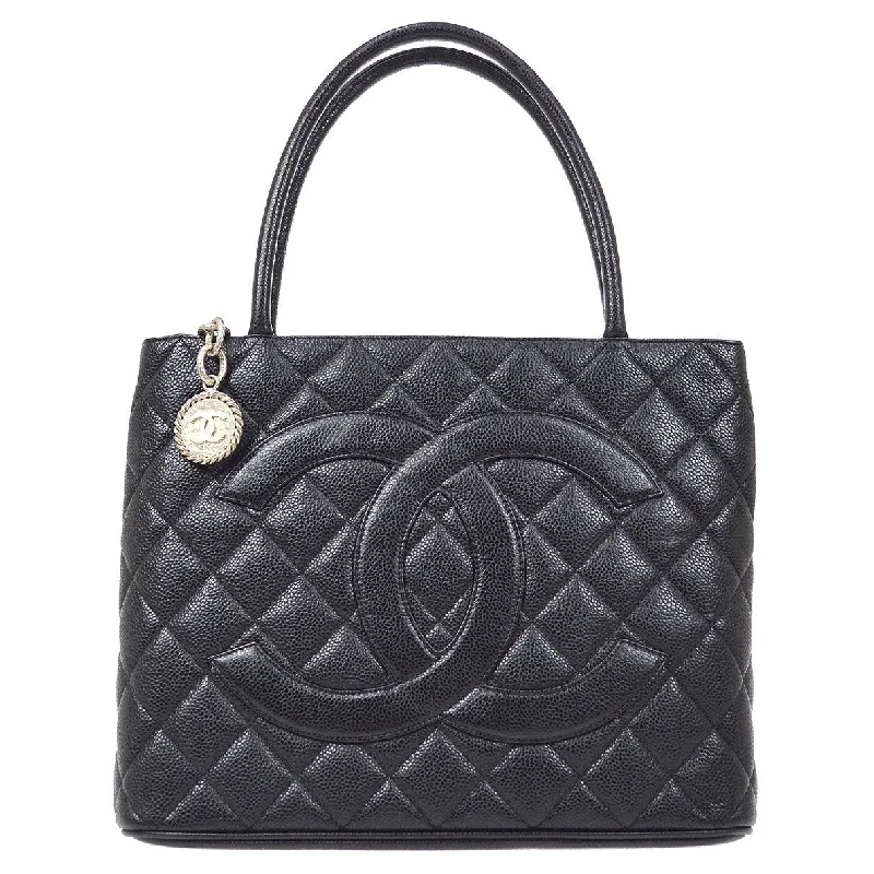 Chanel Evening Clutch -CHANEL 2000-2001 Black Caviar Medallion Tote 91543