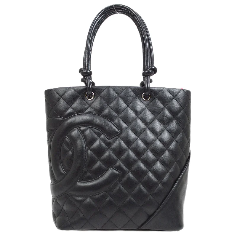 Chanel Cruise Collection Bag -CHANEL 2004-2005 Cambon Ligne Tote Bag Black Calfskin 54803