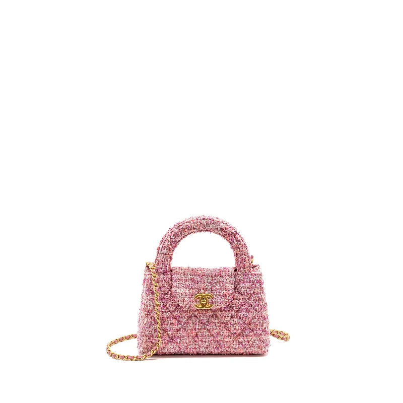 Chanel Fall Collection Bag -Chanel 24P Mini Kelly/Shopping Tote Tweed Pink/Multicolour GHW (microchip)