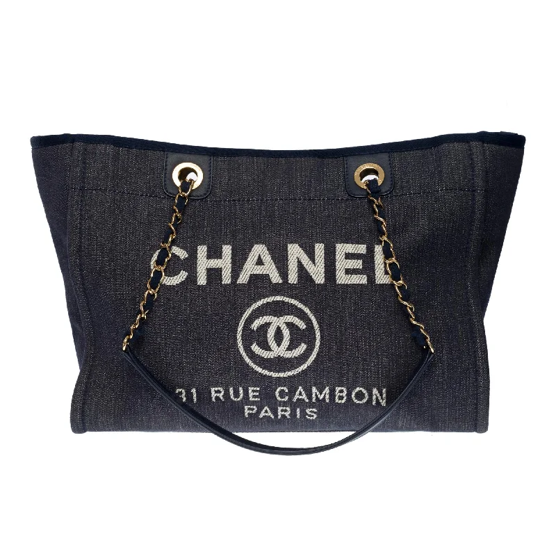 Chanel Elegant & Stylish Bag -CHANEL Amazing Deauville Tote bag in blue denim canvas, GHW