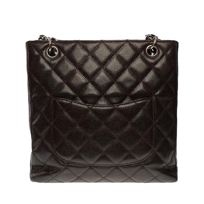 Chanel Sophisticated Fashion Bag -CHANEL Amazing Petit Shopping Tote bag [PST] in brown Caviar quilted leather, SHW