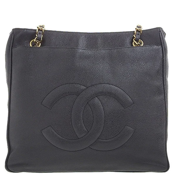 Chanel Rare Vintage Find -CHANEL Around 1995 Made Caviar Skin Turn-Lock Chain Tote Bag Black