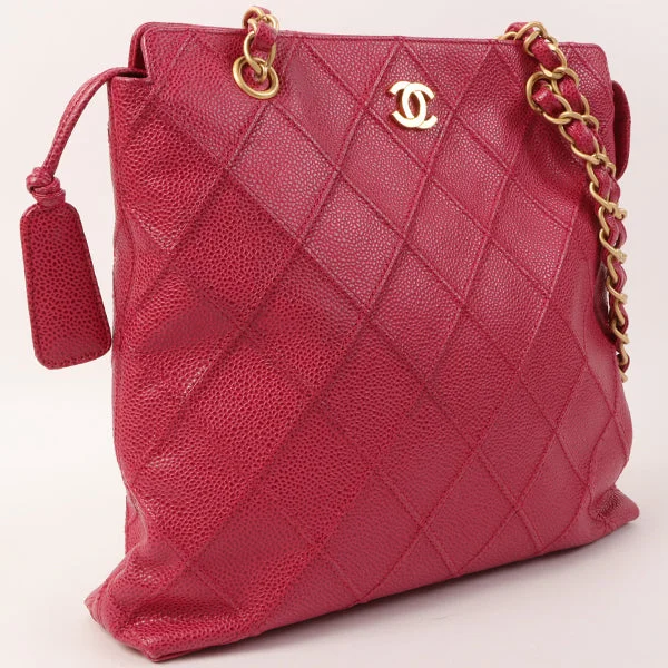 Chanel Timeless Handbag -CHANEL Around 2000 Made Caviar Skin Wild Stitch Cc Mark Tote Bag Rose Pink