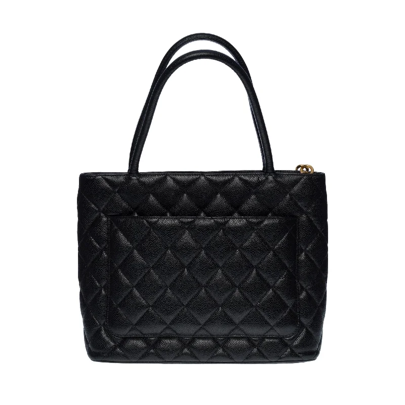 Chanel Ultra-Feminine Bag -CHANEL Beautiful Medaillon Tote bag in black caviar leather, GHW