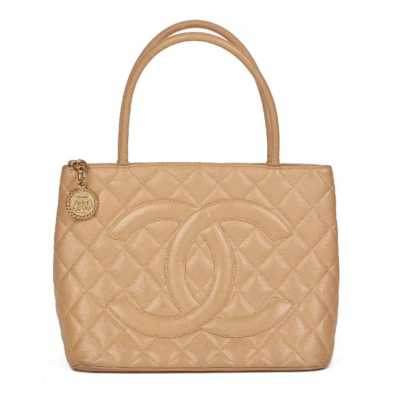 Chanel Resort Collection Bag -Chanel Beige Caviar Leather Medallion Tote