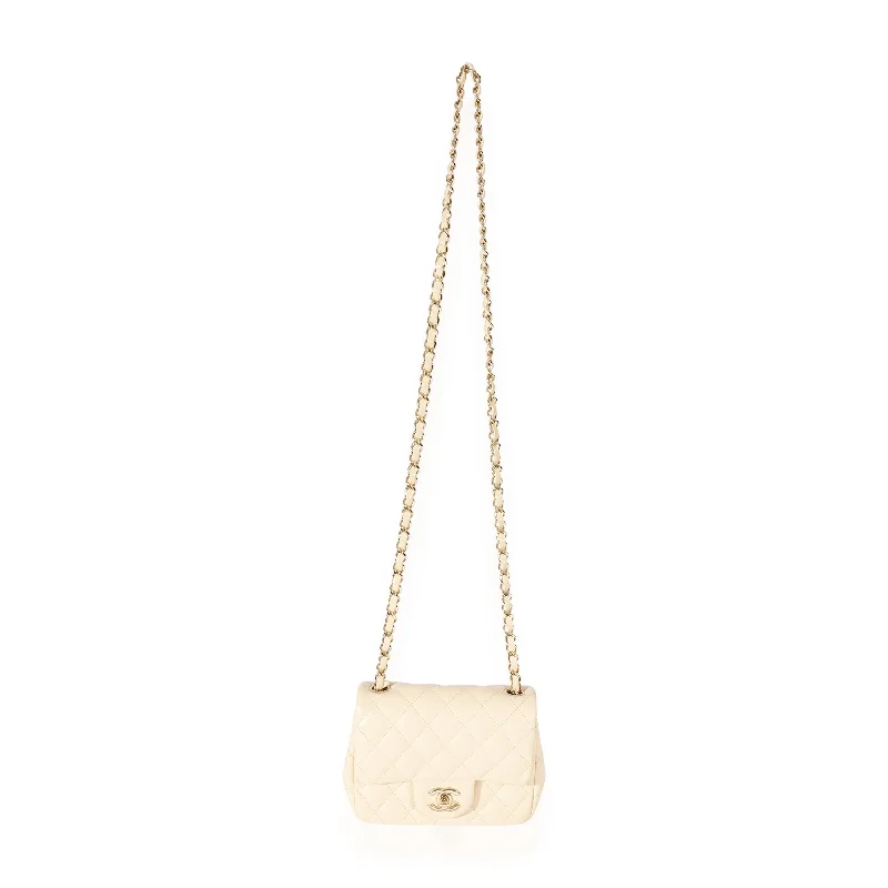 Chanel Special Occasion Bag -CHANEL Beige Quilted Lambskin Mini Square Classic Flap Bag