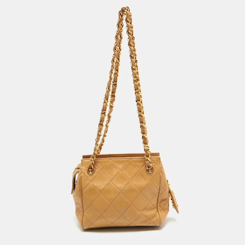 Chanel Mother’s Day Gift Bag -Chanel Beige Quilted Leather Mini Timeless Chain Tote