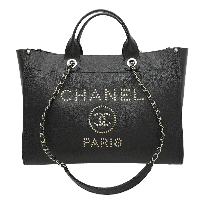 Chanel Influencer Favorite Bag -Chanel Black Studded Deauville Tote Large Bag