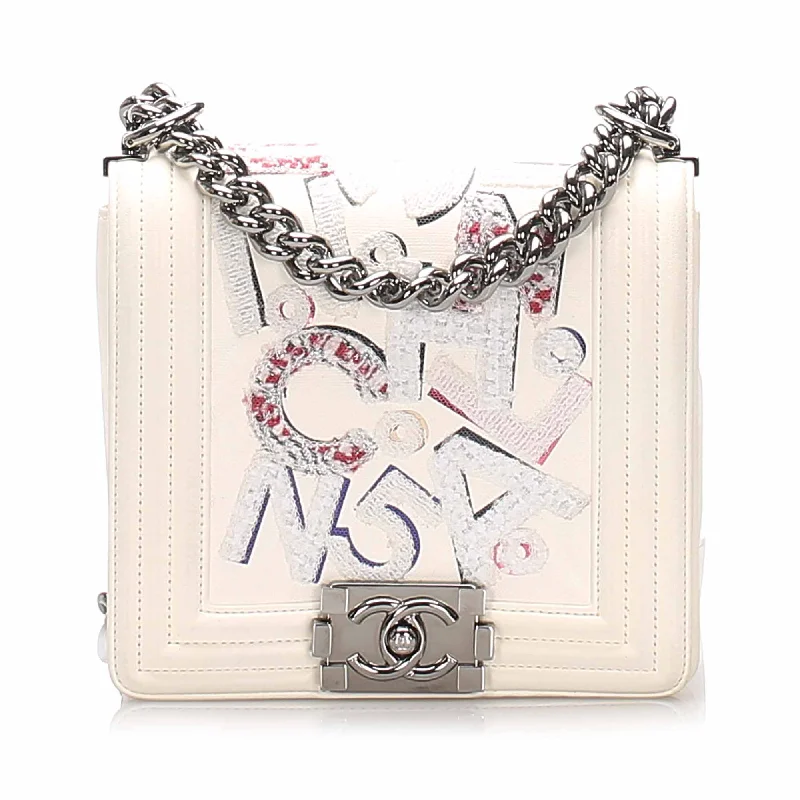 Chanel European Luxury Bag -Chanel No 5 Graffiti Boy Flap Bag White