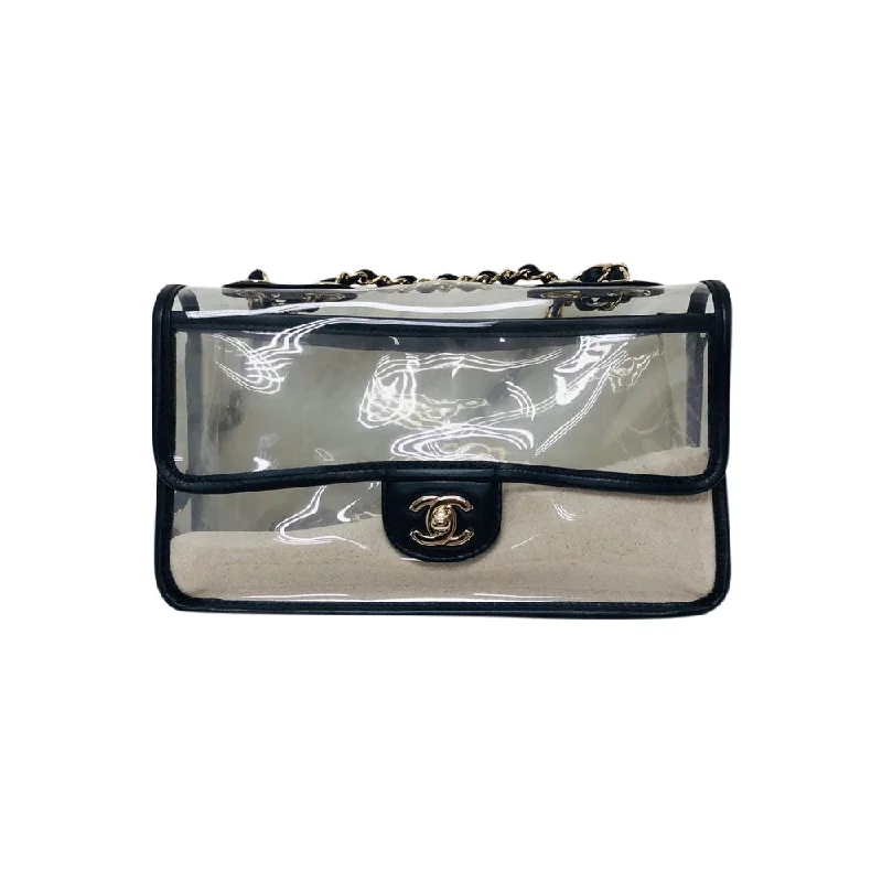 Chanel Luxe Investment Bag -Classic Coco "Sand by the Sea" Runway Flap Bag in Black and PVC