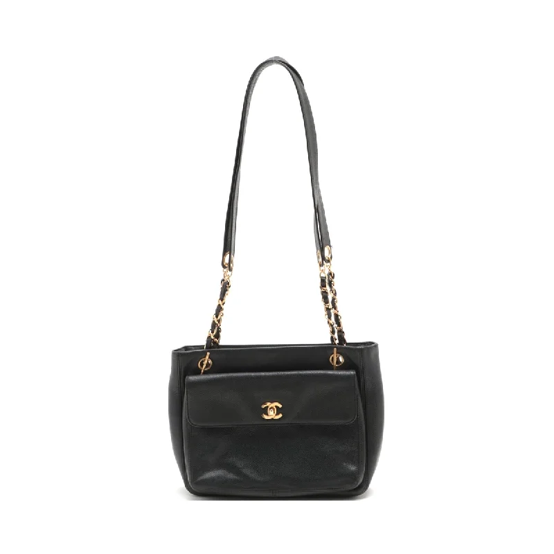 Chanel Haute Couture Bag -Chanel Coco Caviar S Tote Bag Black Gold  4th