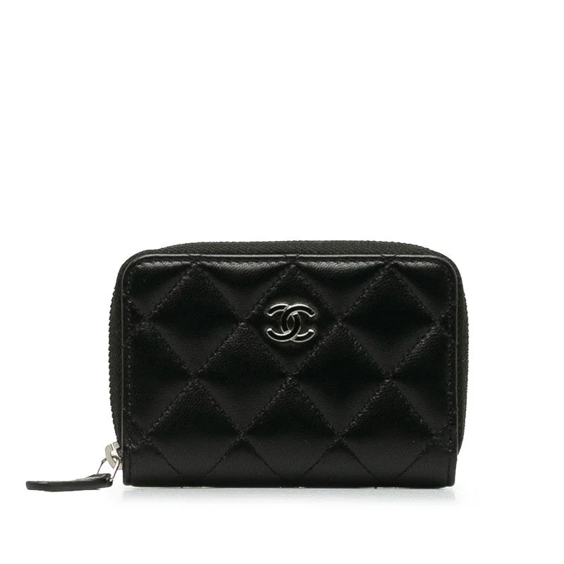 Chanel Anniversary Gift Bag -Chanel Coco Matrasse Round Fashner Coin Case Black Leather  Chanel