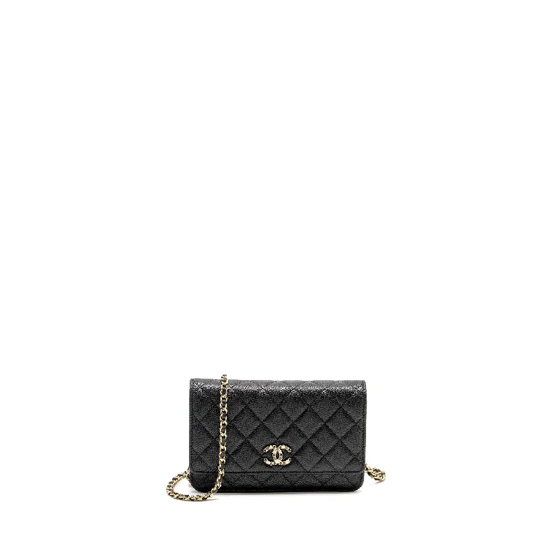 Chanel Fashion Week Bag -Chanel Detailed CC Logo Wallet on Chain Caviar Black LGHW (Microchip)