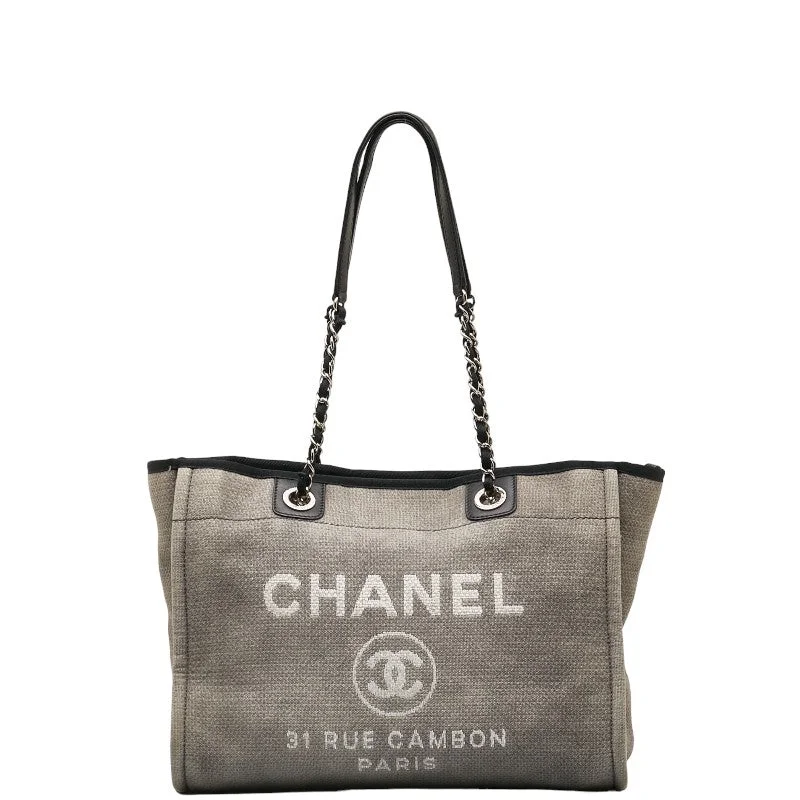 Chanel Signature Handbag -CHANEL DOVILLE MEDIUM Tote MM SHOLDER BAG TORTE BAG GREY BLACK CANVES LEADER LADY CHANEL CHANEL