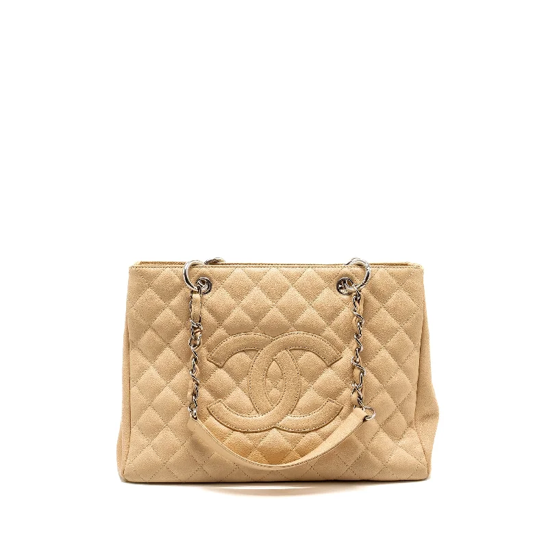 Chanel Must-Have Designer Bag -Chanel Grand Shopping Tote Bag Caviar Beige SHW