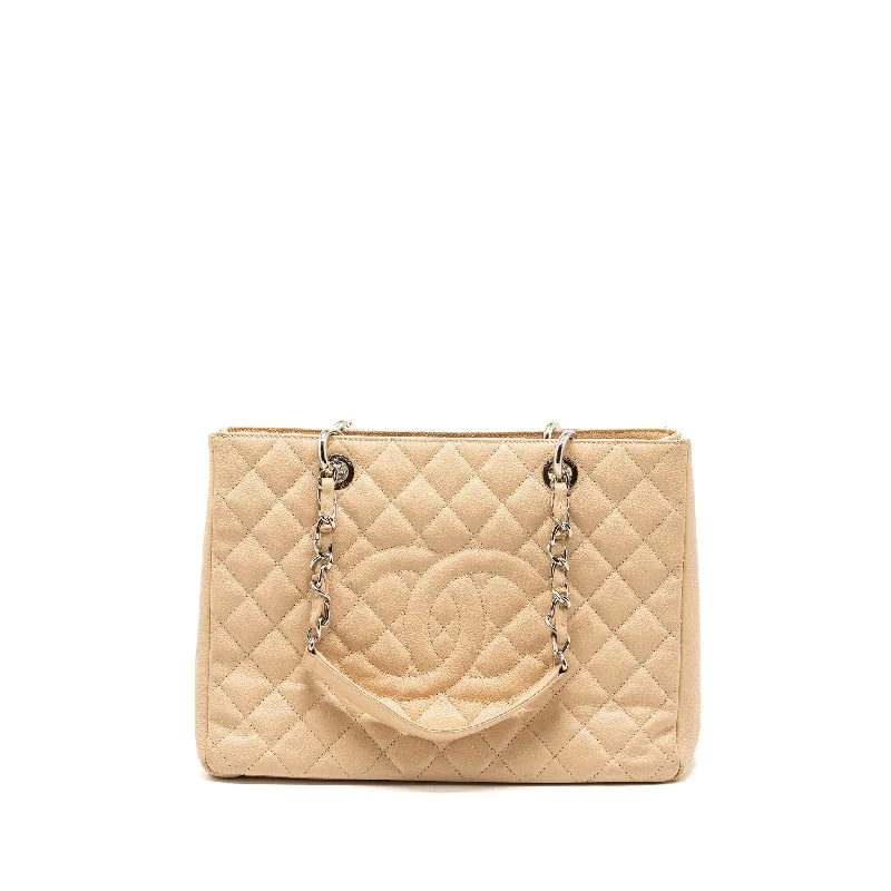 Chanel Perfect Luxury Handbag -Chanel Grand Shopping Tote Caviar Beige SHW