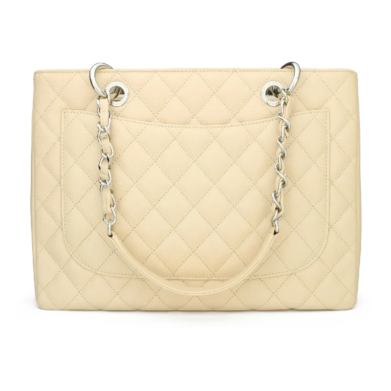 Chanel Travel Bag -Chanel Grand Shopping Tote [GST] Beige Caviar Silver Hardware 2013