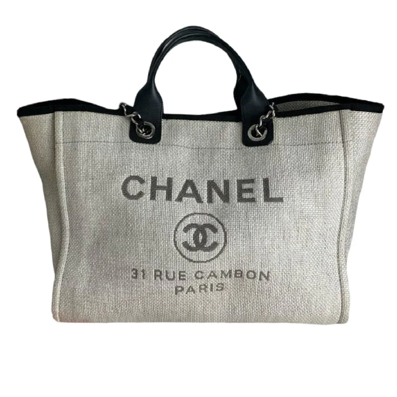 Chanel Must-Have Wardrobe Staple -Large Deauville Tote Grey SHW