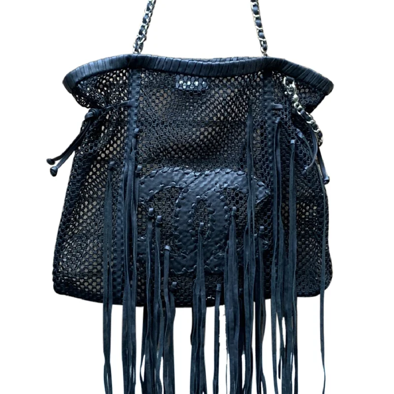 Chanel Fall Collection Bag -CHANEL Limited Edition Resort 2011 Black Fringe Mesh Tote Bag