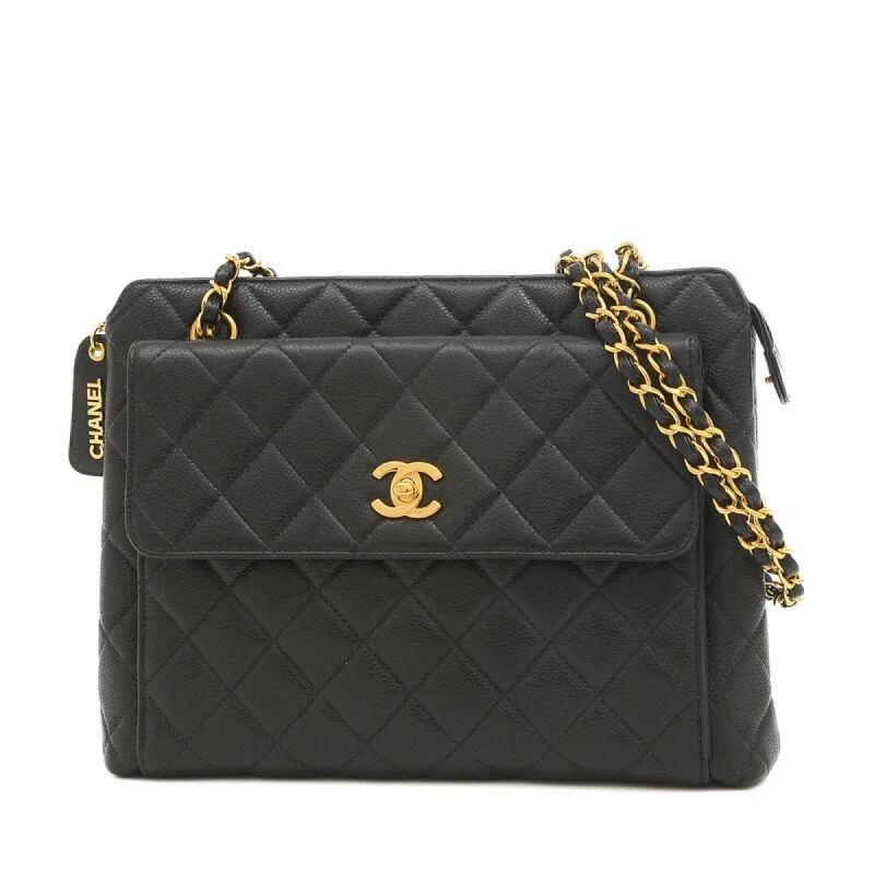 Chanel Celebrity Favorite Bag -Chanel Matelasse Chain Tote Bag in Caviar Skin, Black