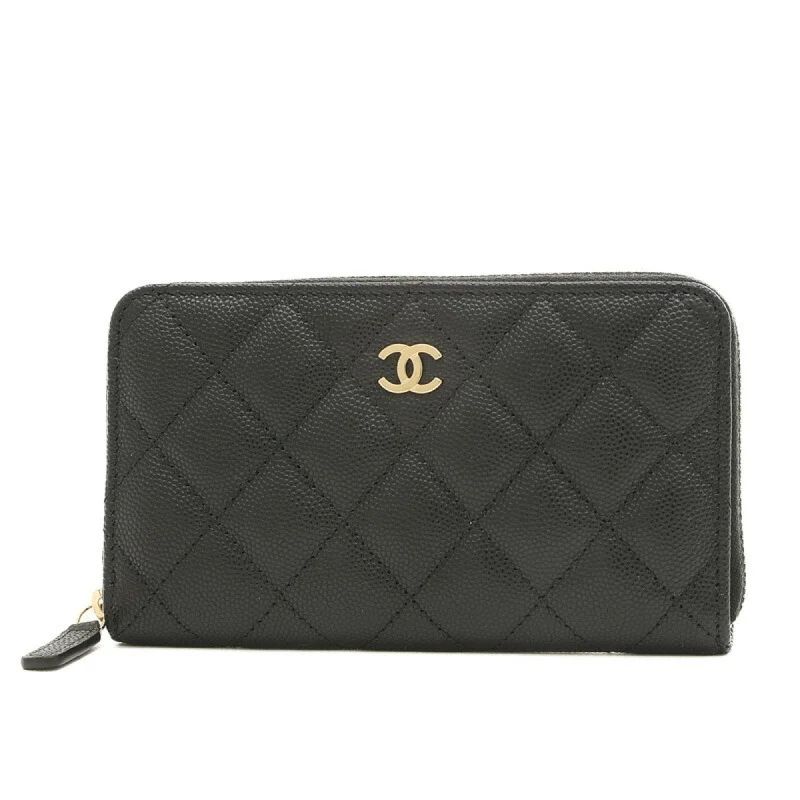 Chanel Celebrity Favorite Bag -Chanel Matelasse Medium Wallet Caviar Skin Black AP0226