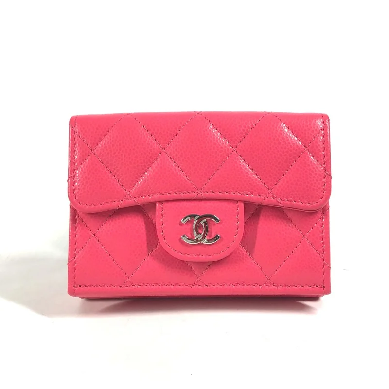 Chanel Chic Minimalist Bag -Chanel Matelasse Quilted Compact wallet Trifold wallet pink SilverHardware