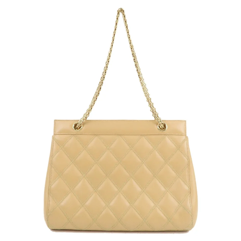 Chanel Rare Vintage Find -CHANEL Matelasse Ultra Stitch Lamb Skin 2.55 Tote Chain Bag Beige