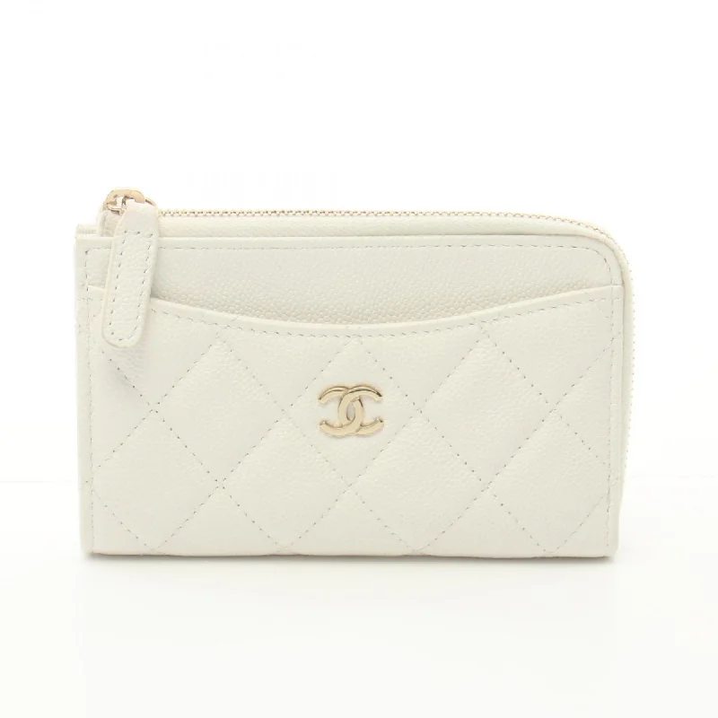 Chanel Influencer Favorite Bag -CHANEL Matelasse Wallet/Coin Case Wallet Caviar Skin Women's White AP3179