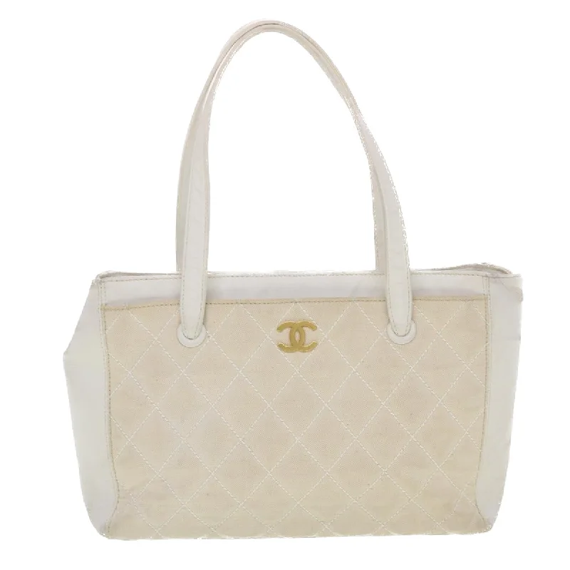 Chanel Parisian Style Bag -CHANEL Matelasse Wild Stitch Tote Bag Canvas Beige CC Auth 43309