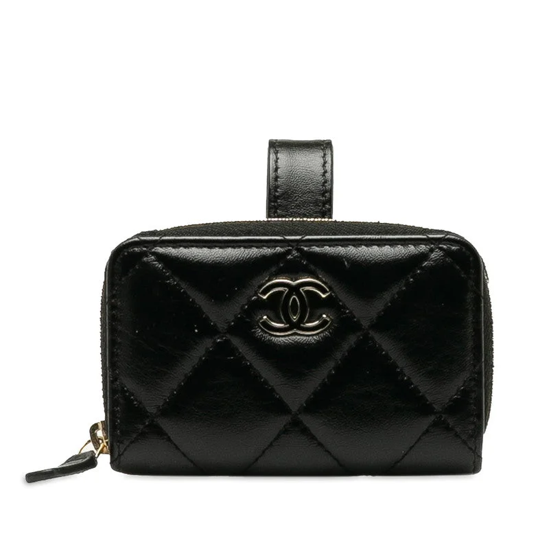 Chanel Special Occasion Bag -Chanel Matrace Coincase  Cocktail Belt Black Leather  CHANEL