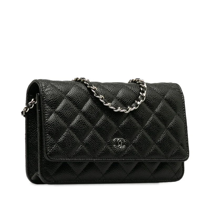 Chanel Exclusive Limited Edition Bag -Chanel Matrases Coco  Chain Shoulder Wallet Black Caviar S  CHANEL