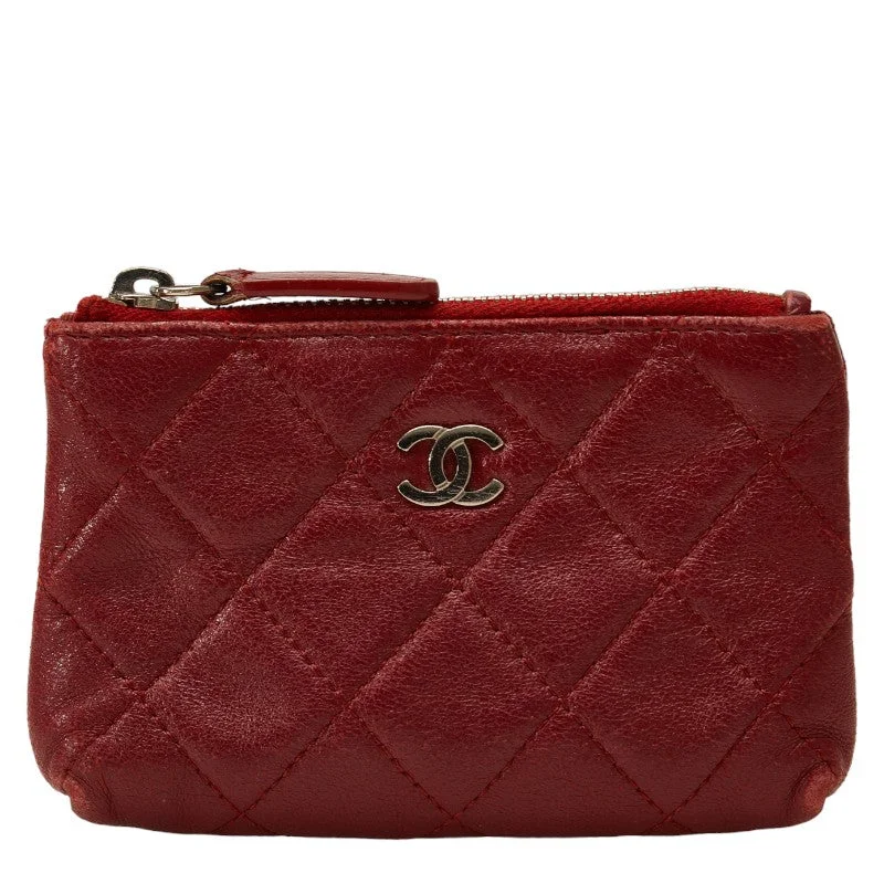 Chanel Travel Bag -Chanel Matrases Cocomark Coin Cases Wine Red  Leather  CHANEL