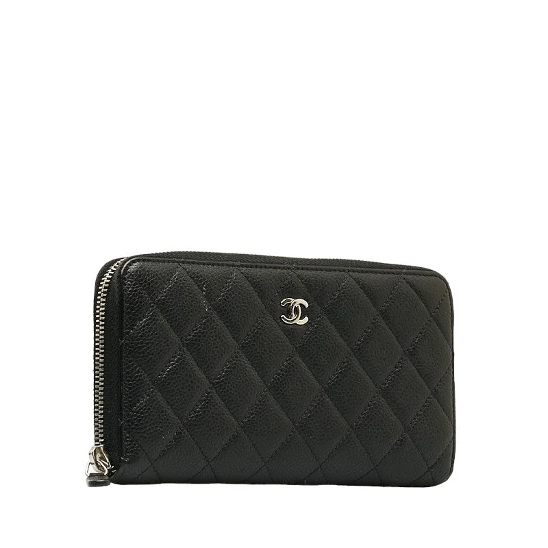 Chanel Rare Vintage Find -Chanel Matrases Coco Round Long Wallet Black Caviar S  Chanel