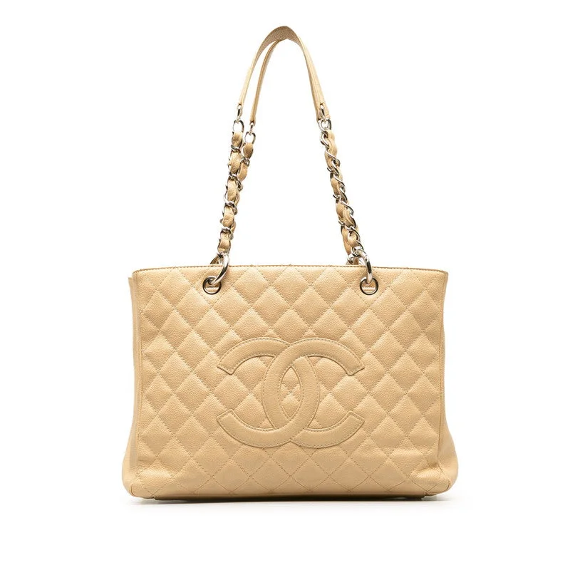 Chanel Wedding Guest Bag -Chanel Matrasse Chain Tote Bag Beige Silver Caviar S  Chanel