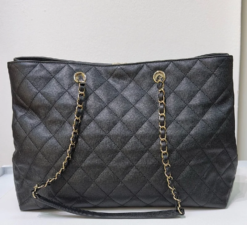 Chanel Designer Shoulder Bag -Chanel Medium Classic CC Shopping Tote Quilted Calfskin