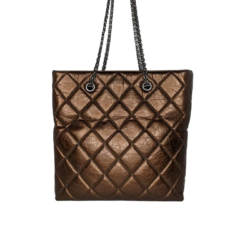 Chanel Timeless Handbag -Chanel Metallic Aged Calfskin Quilted Reissue Tall Tote Bronze