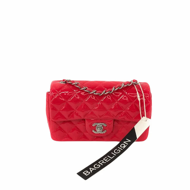 Chanel Cruise Collection Bag -Mini Rectangle Flap Bag in Dark Pink Quilted Patent Leather