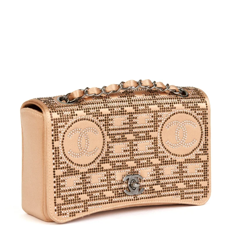 Chanel Parisian Style Bag -Chanel Naked Nude Swarovski Strass Satin Vintage Mini Flap Bag