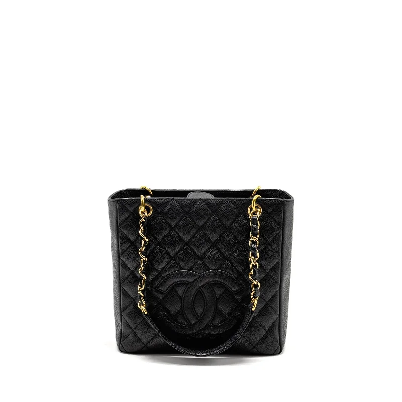 Chanel Holiday Edition Bag -Chanel Petit Shopping Tote Bag Caviar BLACK GHW