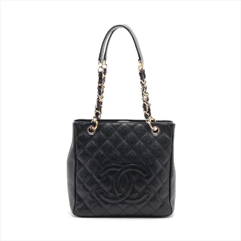 Chanel Sophisticated Fashion Bag -Chanel PST Caviar S Tote Top Bag Black Gold  8th