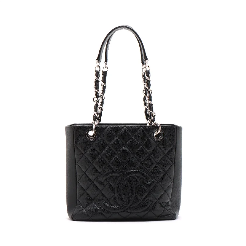 Chanel Elegant & Stylish Bag -Chanel PST Caviar S Tote Top Bag Black Silver Gold  15th