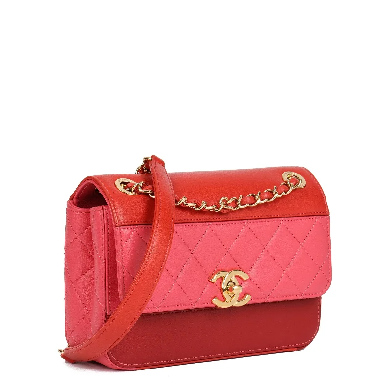 Chanel Exclusive Limited Edition Bag -Chanel Red, Orange & Pink Quilted Lambskin Mini Classic Single Flap Bag