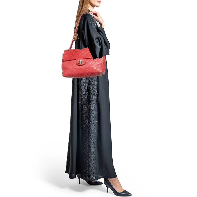 Chanel Must-Have Designer Bag -CHANEL Red Quilted Leather Maxi Classic Single Flap Bag