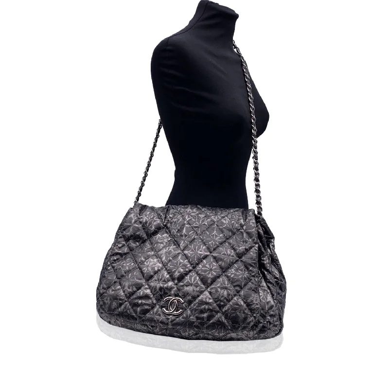 Chanel Chic Minimalist Bag -CHANEL Rock In Moscow Grey Abstract Print Nylon Accordion Flap Bag