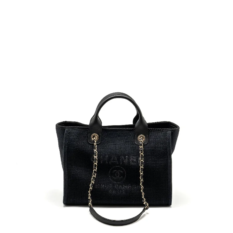 Chanel Valentine’s Day Bag -Chanel Small Deauville Shopping Tote Bag Calfskin/Fabric Black LGHW (microchip)