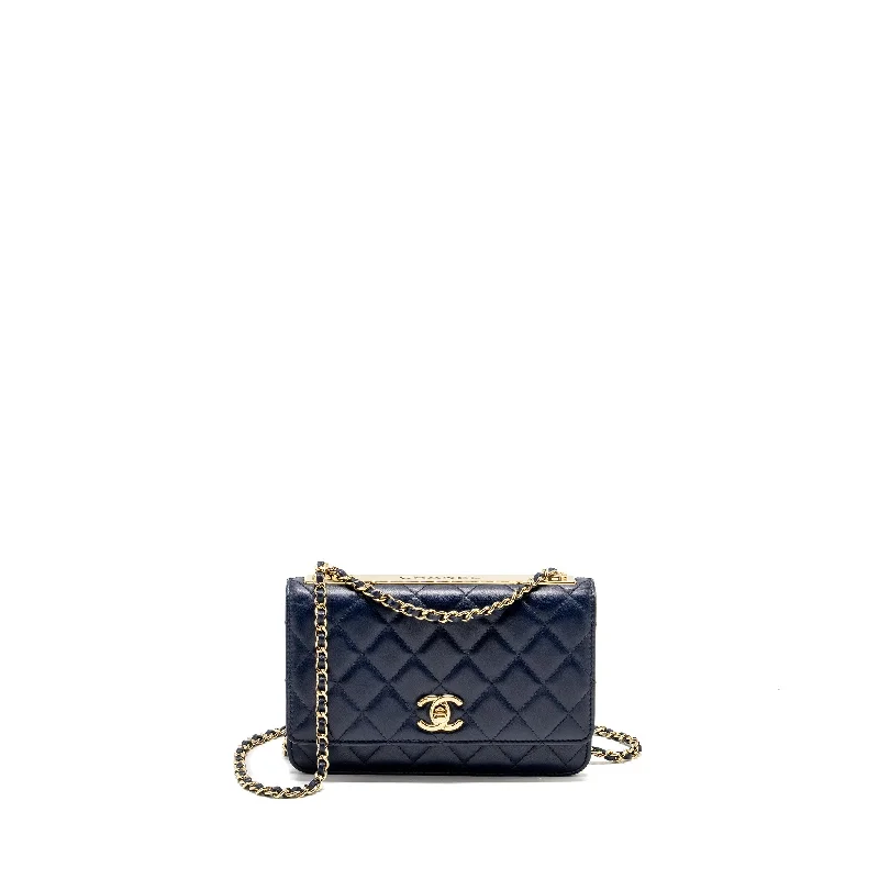 Chanel Evening Clutch -Chanel Trendy CC Wallet On Chain Lambskin Navy LGHW