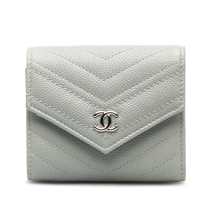 Chanel Elegant City Bag -Chanel V titch Cocomark Three Folded Wallet Compact Wallet Grey Caviar S  CHANEL