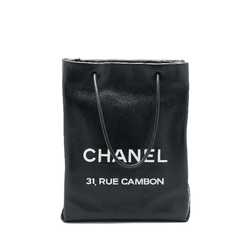 Chanel Holiday Edition Bag -Chanel Vintage Cambon Tote Bag Calfskin Black SHW