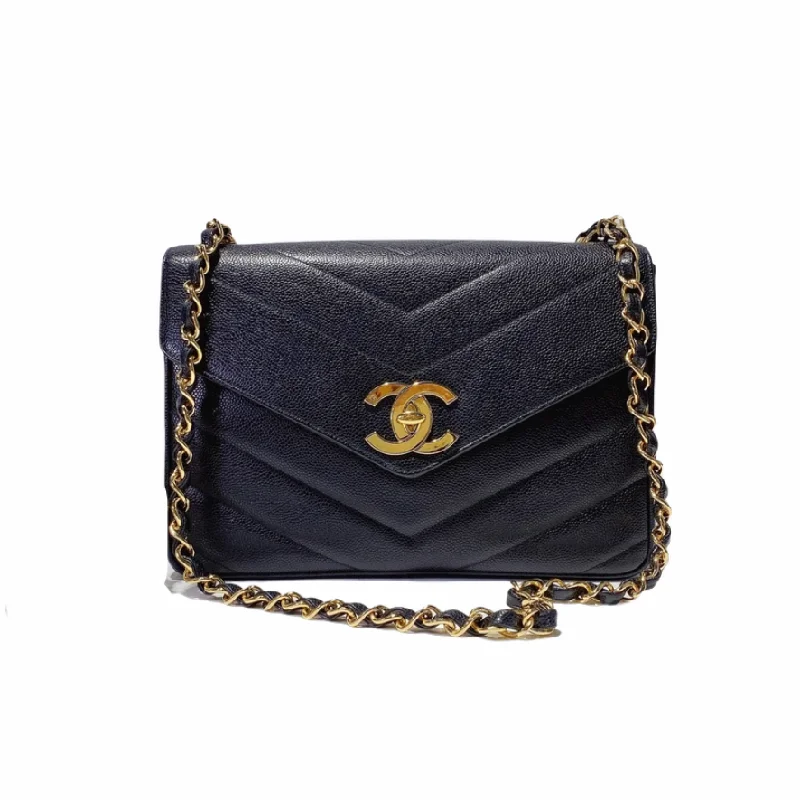 Chanel Fall Collection Bag -Vintage Jumbo Chevron Quilted Leather Flap Bag Dark Blue GHW